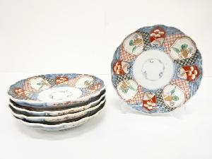 古伊万里　染付　赤絵　七寸皿　5客揃